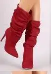 Сезон осень-зима; Новинка; Обувь на высоком каблуке; соблазнительные женские туфли на шпильке с острым носком Дамская обувь модные ботинки до середины икры ботинки размера плюс botas mujer - Цвет: red