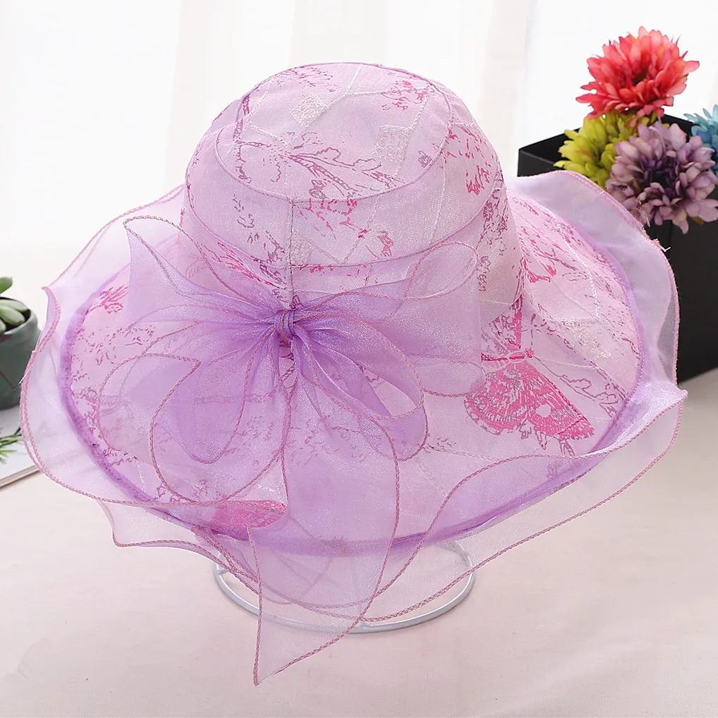 

Fashion new Eugen mesh large visor collapsible sunscreen ladies beach hat bow hat