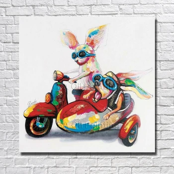 

Handpainted Abstract Oil Painting Funny Animal Wall Art On Canvas For Home Decoration 1pc Lovely Rabbit Oil Paintings No Frame