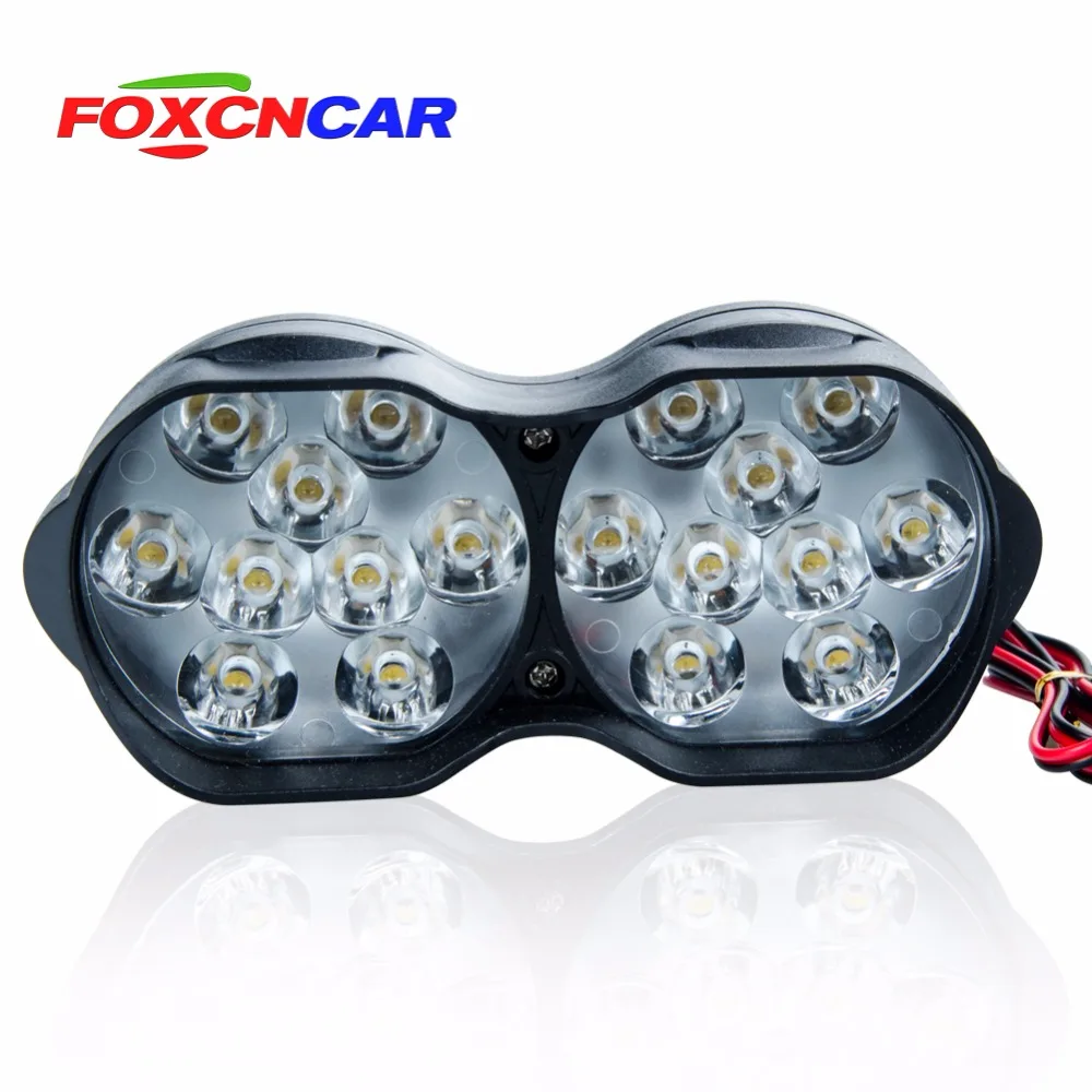 Foxcncar 18 LEDs 6500K 12V LED Motorcycle Motorbike Headlights Bike Fog