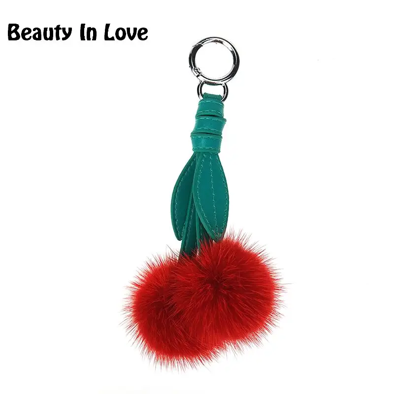

2018 New Cherry Chicks Robot Pendant Mink Fur Witch Women Bag Bug Monster Bag Charm Genuine Pompom Keychain Luxury Pendent F251