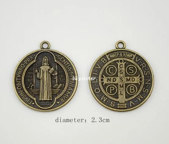 Regalos religiosos Santos San Valentín, Medalla del Benito, Charm colgante, Charms chapados en Bronce Antiguo, diámetro de 2,3 cm|charms antique bronze|charms antiquemedal charms - AliExpress