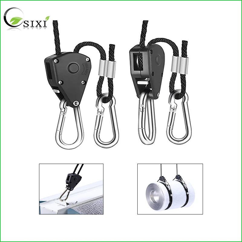 2Pcs Practical Rope Ratchet Lamp Hangers 150LB 1/8inch Ratchet Light