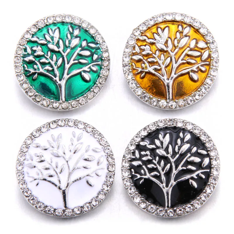 

10pcs/lot Mix Tree Of Life 18MM Snap Button Jewelry Rhinestone Fit Snap Bracelet Bangle Earrings Necklaces DIY Snap Jewelry
