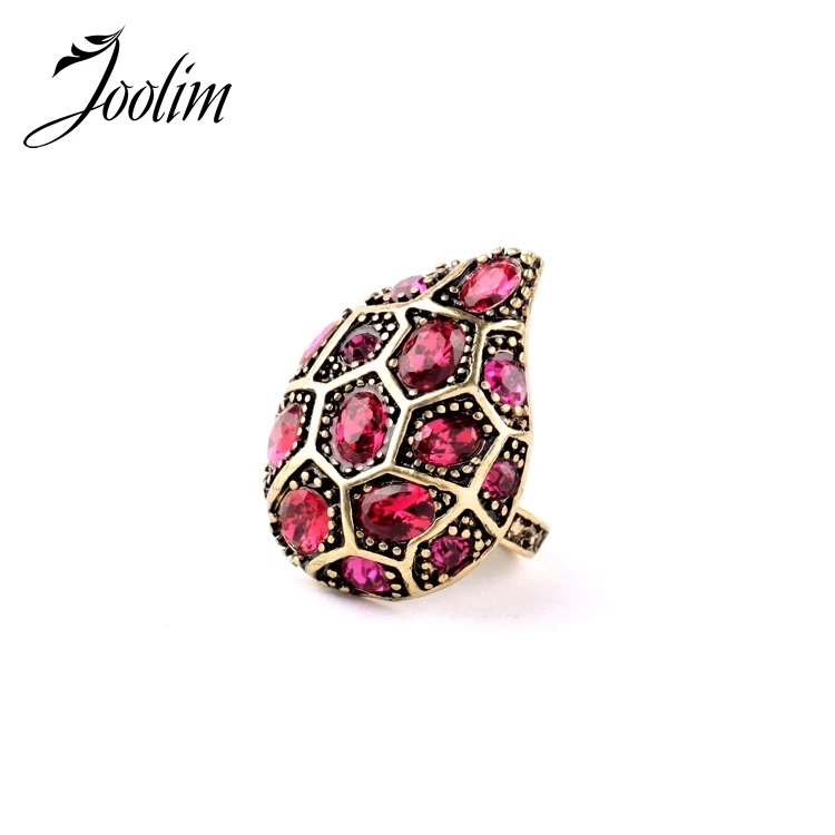 

JOOLIM Jewelry Wholesale/2015 Red Crystal Women Ring Factory Supply