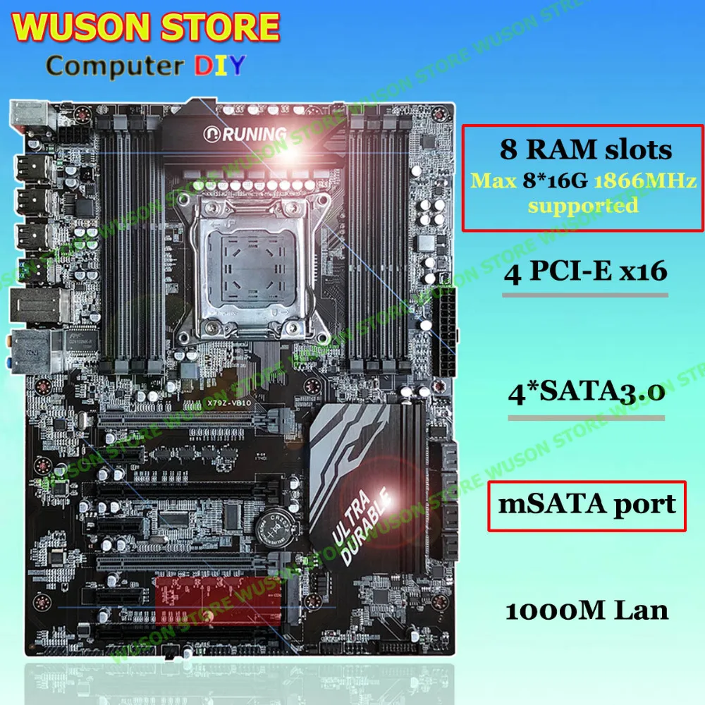 Runing ATX Super X79 LGA2011 материнская плата 8 слотов DDR3 DIMM max 8*16G 1866 память CPU Xeon E5 2650 C2 RAM 16G