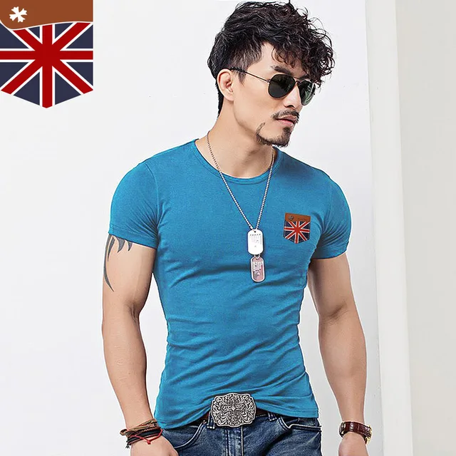 20 color Fake pocket Design Mens T Shirt Slim Fit O neck T shirt Men ...