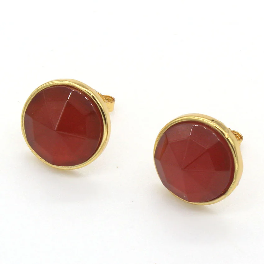 Natural Gnergy Gemstone~ Popular Gold Color Purple Amethysts Stone Opal Section Stud Earrings For Women Green Turquoises Jewelry 15 AA00103012307a