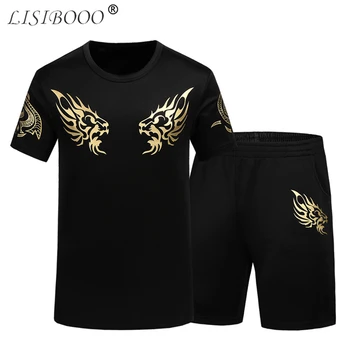 

LISIBOOO Fashion Tracksuit Men Tshirt Sets Two Piece Zipper Jackets Pants 2018 Autumn Casual Hoodie Men Sportwear Track Suit 4XL