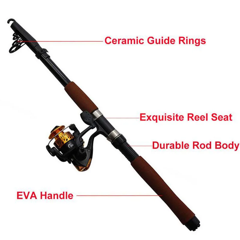 HOT sell 2.1M 2.4M Portable cheap Telescopic Fishing Rod and Reel Combos Kits Freshwater Tackle