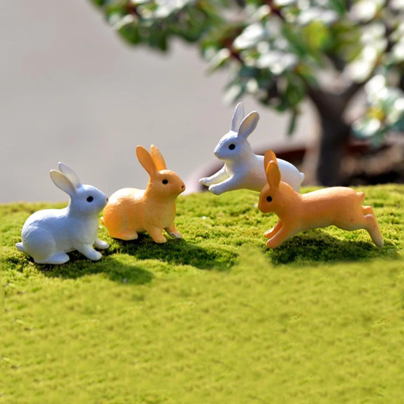 

PVC Plastic Mini Rabbit Miniature Animal Fairy Garden Micro Landscape Garden Outdoor Patio Decoration Plant Pots Bonsai Craft