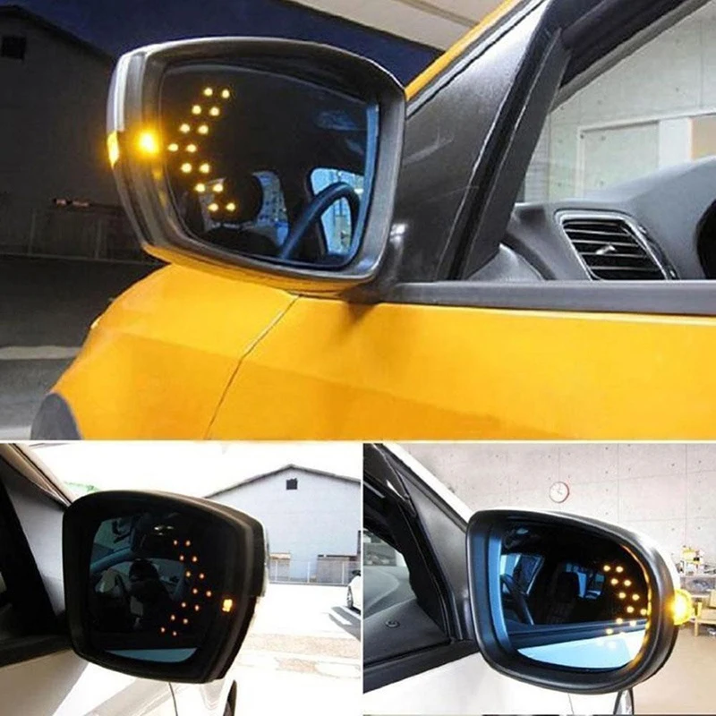 2 X светодиодный панель со стрелкой 14 SMD для автомобиля, зеркало заднего вида, индикатор поворота, сигнальный светильник, Автомобильный светодиодный светильник с зеркалом заднего вида, Автомобильный светодиодный светильник
