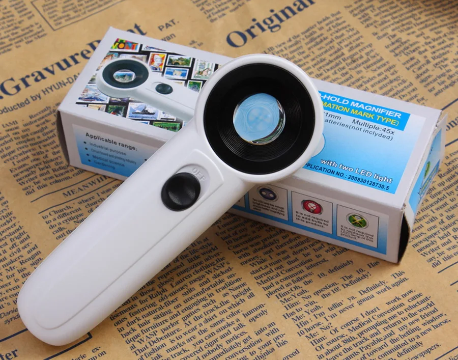 by-dhl-50set-high-quality-45X-Handheld-Loupe-Reading-Magnifer-21mm-Magnifying-Glass-with-LED-Light