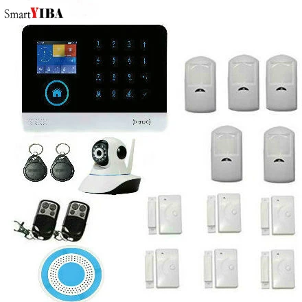 

SmartYIBA Wireless LCD GSM SMS Home Alarm Security Burglar System App Control+Wireless Siren+Remoter Controller+IP Camera Alarm