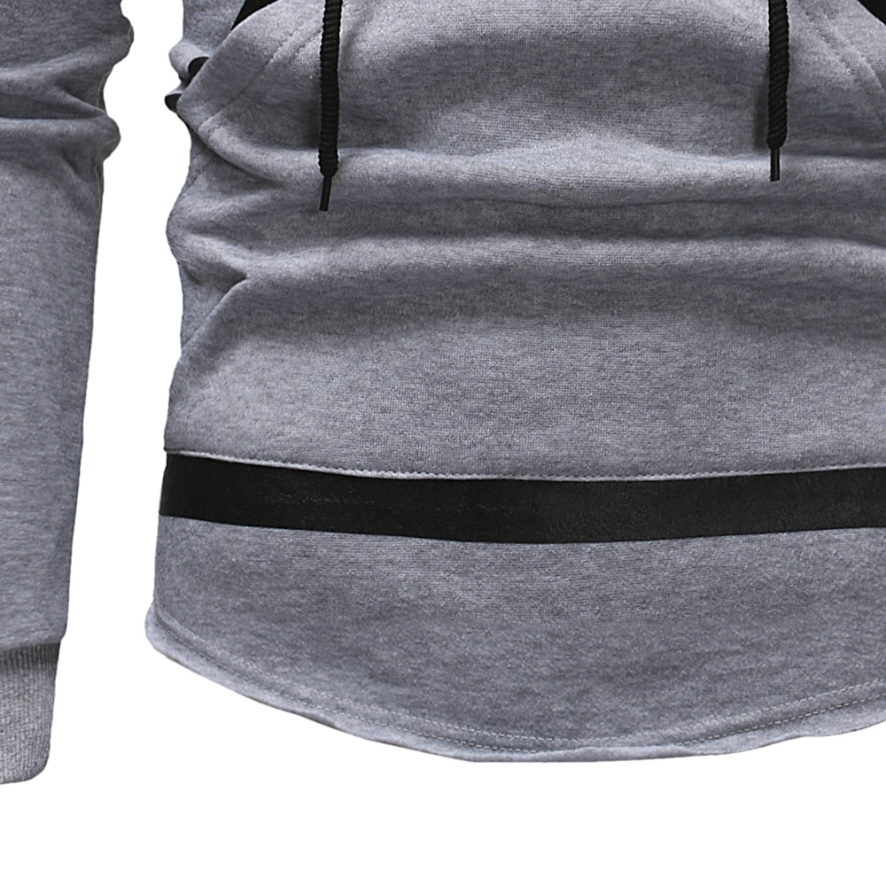 2019 Spring Men's Hoodies Male Sweatshirts Patchwork Leather Long Sleeve Men Pullover Hoodie with Pockets Coat Brand Clothing (14)