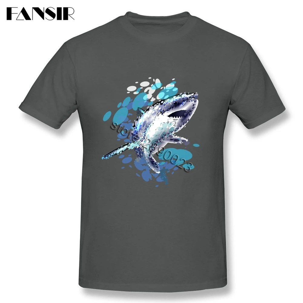 Color Illustration of a Shark Camisetas Men T Shirts Short Sleeve