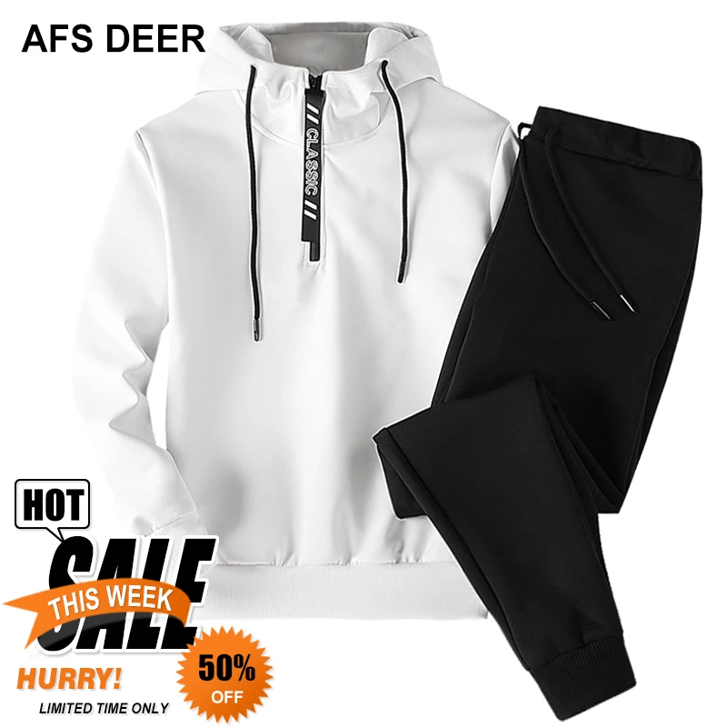 Spring Autumn Men's Clothing Casual Suit 2 Piece Tracksuit Set Hooded+Pants Sets Sportwear Men Set Sweatshirt Outwear Hoodie 4XL