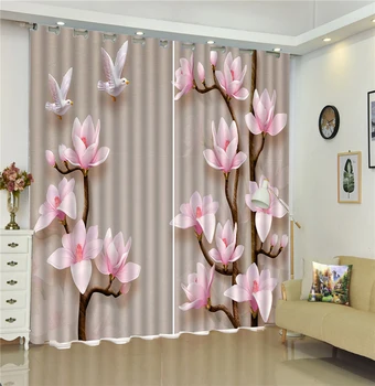 

3d Curtain Two Delicate Magnolia Trees Living Room Bedroom Beautiful Practical Blackout Curtains