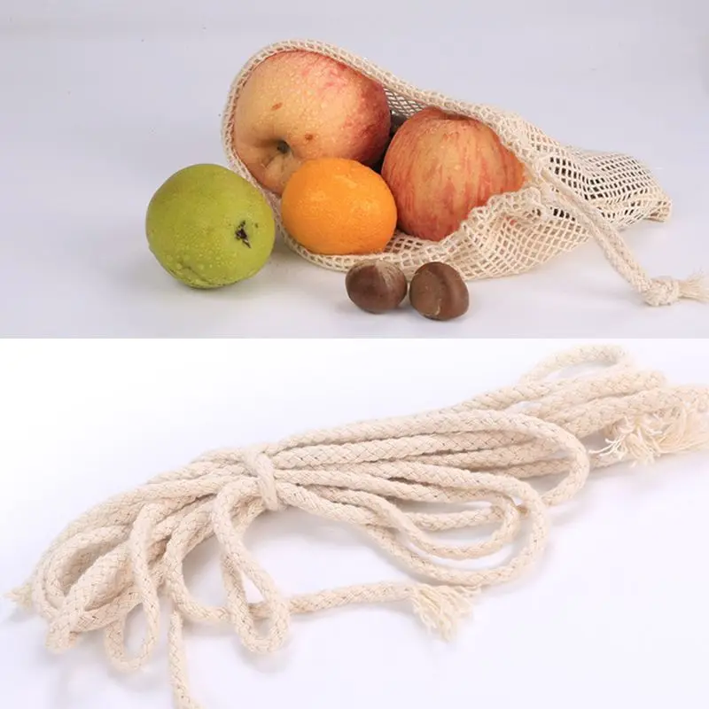 Многоразовый хлопковый сетчатый шнурок моющийся мешок для фруктов и овощей