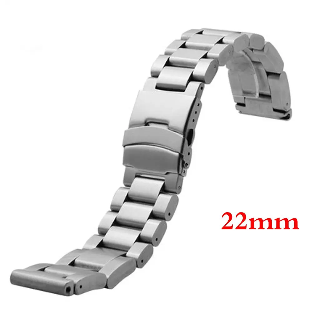 

Fashion Men Womn Watch Band 22mm Silvery Stainless Steel Strap for Hours with Folding Claps with Safty Replacement GD013522