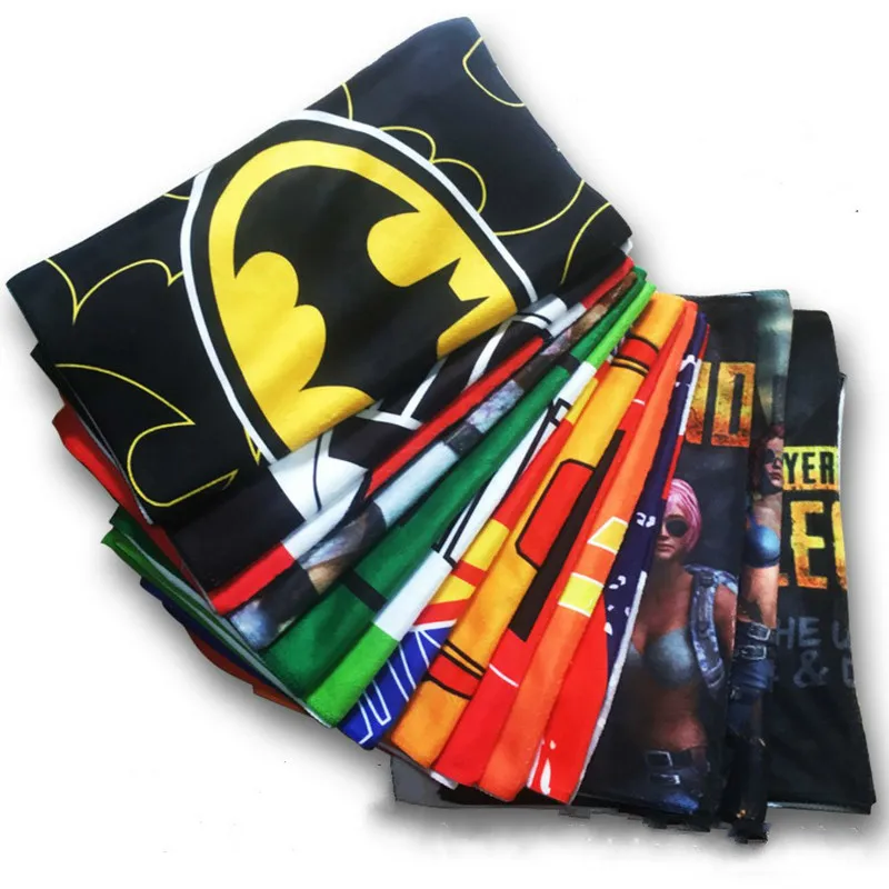 DC супергерой фильм Мстители игры PUBG Железный человек Дэдпул Бэтмен Капитан Америка Косплей костюмы реквизит банное полотенце подарок
