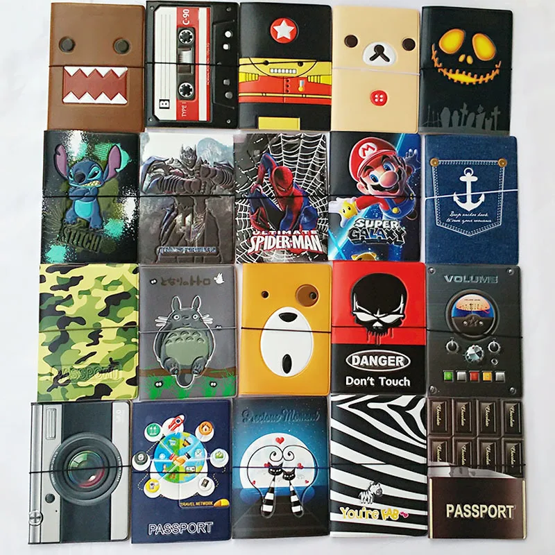 New boys like cool cartoon passport holders, men travel passport cover, pvc leather 3D Design 22 different styles to choose