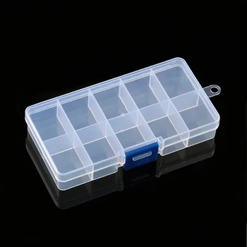 

12.3x6.3x2.2CM Adjustable rectangle Jewelry Container 10 slots Compartment Plastic Storage Box Case for Beads earrings 1PCS