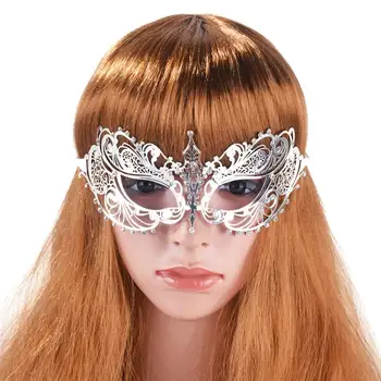 

FunPa Fashion Party Half Face Mask Laser Cut Rhinestone Metal Mask Delicate Venetian Cosplay Party Masquerade Mask Newest