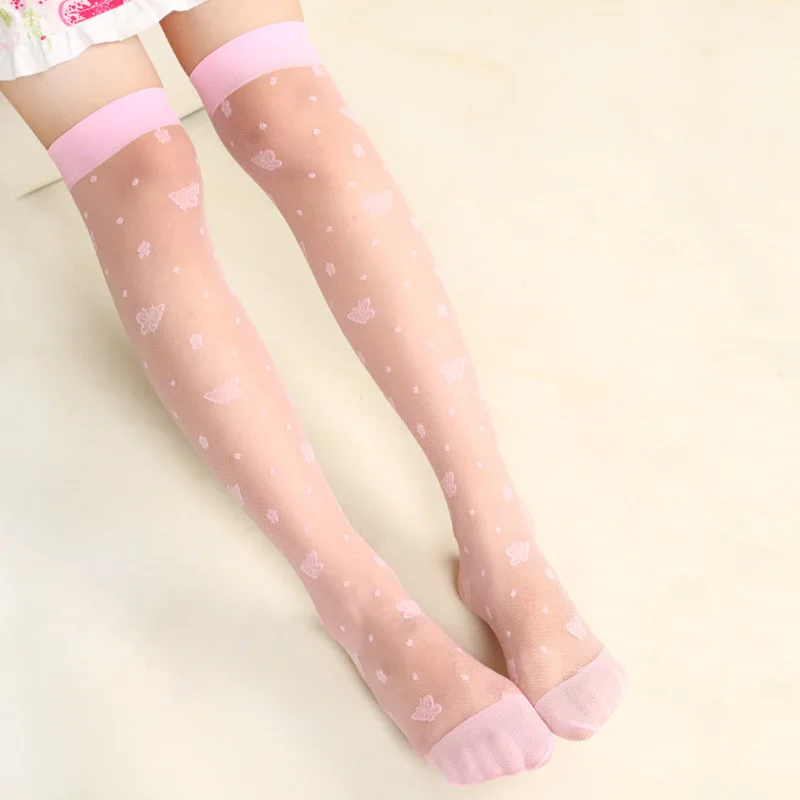 Детские носки без пятки женские дышащие тонкие Гольфы однотонные шелковые носки средней длины женские сетчатые танцевальные носки с бабочкой - Цвет: 3
