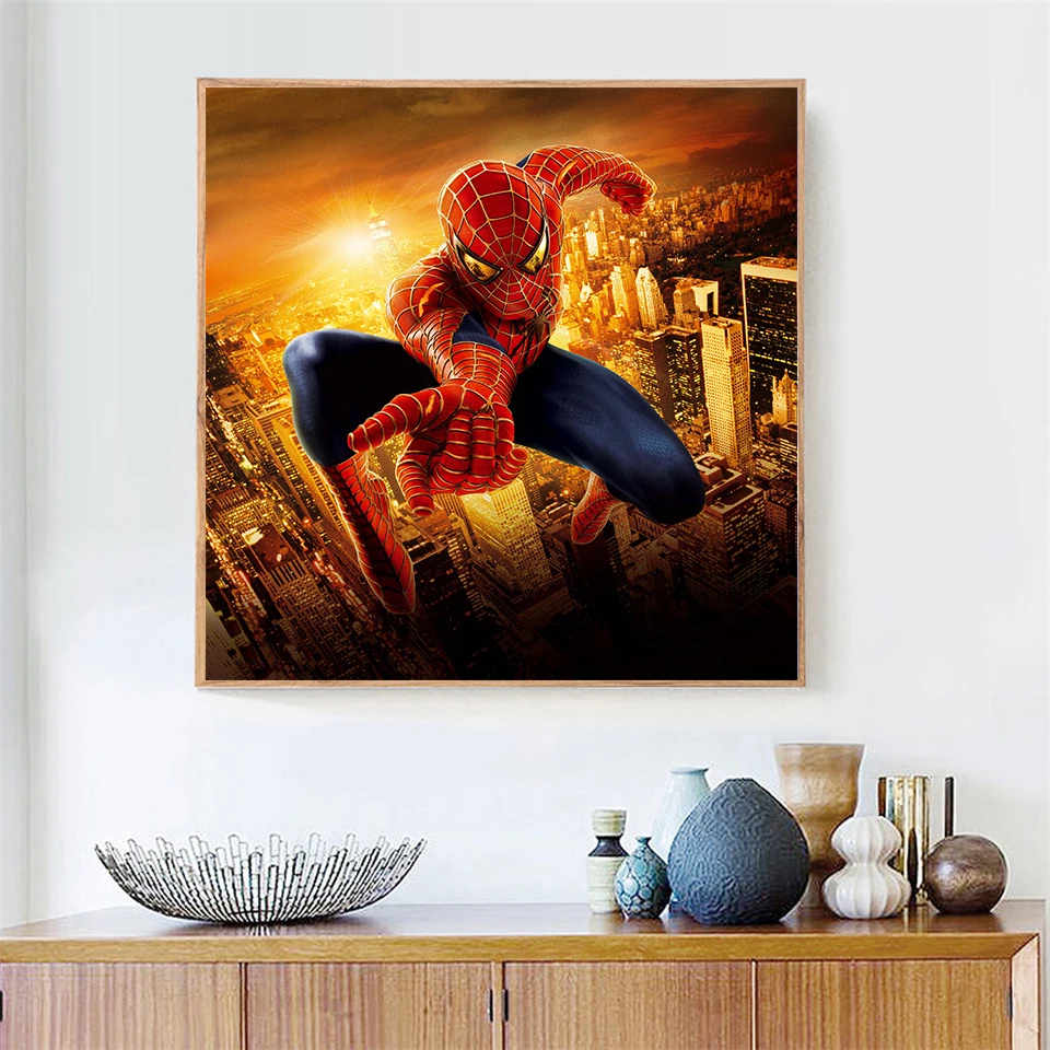 Супергерой Человек-паук Смола Лента мозаика 5D DIY Вышивка алмазная живопись фильм 3D Набор для вышивки крестом стикер украшения комнаты