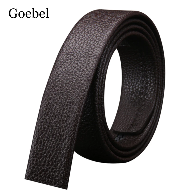 

No Buckle Designer Mens Belts Body 3.5cm Wide Litchi Split Leather High Quality Men Automatic Belt