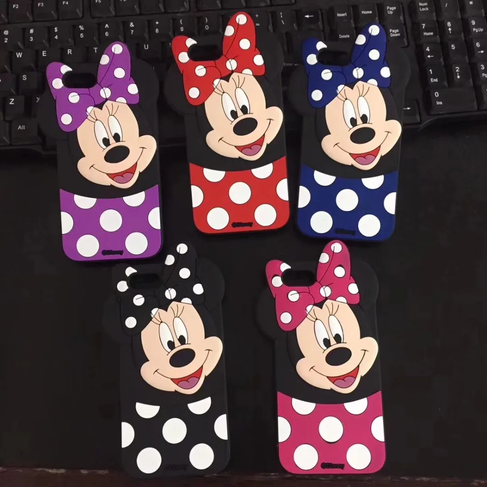 

3D Cartoon Cute Minnie Mickey Mouse Polka Dot Case for galaxy note9 S5 6 7 8 9plus A5 7 8 Disneyland iphones Cover J1 2 3 5 7 8