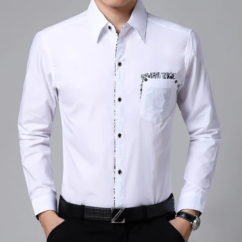 Осень весна мужская повседневная Однотонная рубашка с длинным рукавом, деловая одежда, брендовая мужская одежда размера плюс M-5XL 6XL 7XL 8XL - Цвет: CHECK SIZE  FDM218