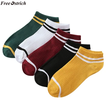 

FREE OSTRICH Unisex Comfortable Stripe Cotton Socks Woman Slippers Short Ankle Socks in Ten Colour High Quality New Fashion 2019