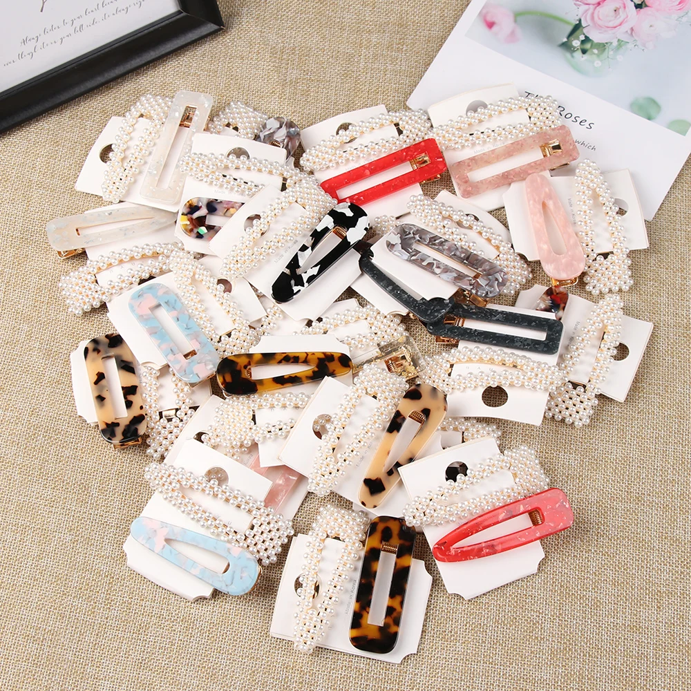 

2 Pcs/Set Pearl Hair Clips for Women Hair Barrette Fashion Hairpins Snap Barrettes Trendy Handmade Hair Styling Accessories