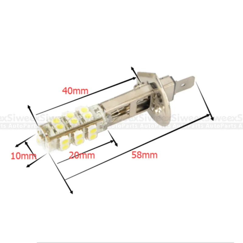 H1 Car Fog Lamps 25 3528 SMD 24 4014 LED Turn Signal Driving Bulbs White DC 12V Automobiles DRL Daytime Running Lights 2 Pcs