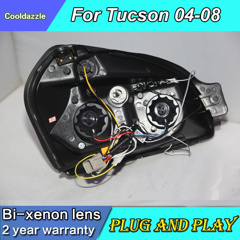 2004 2005 2006 2007 2008 год для Hyundai Tucson светодиодный ные фары головного света с дневными
