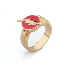 Nuevo 2020 Liga de la justicia el anillo de cobre Flash se puede abrir Logo de rayo superhéroe Cosplay película moda joyería anillo hombres regalo