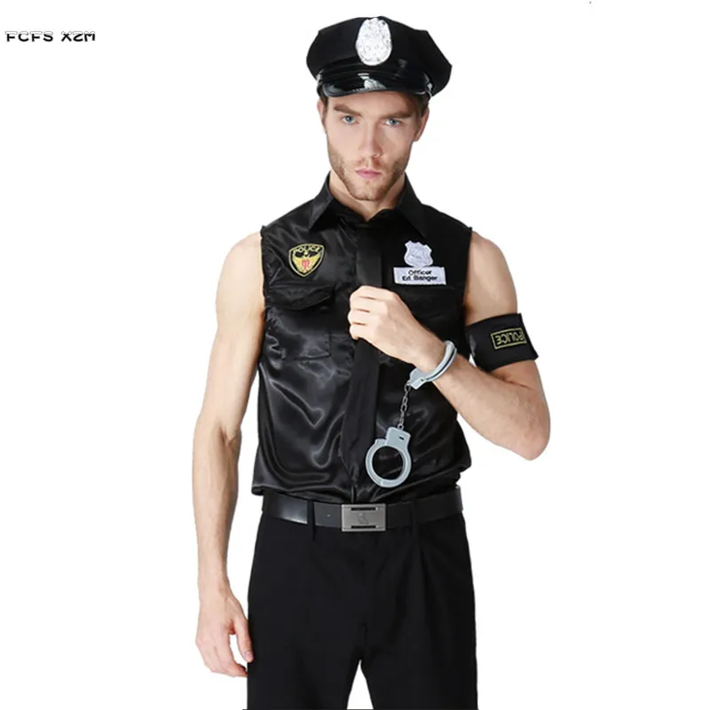 Black Men Halloween Police Costumes Policeman uniforms Cosplays ...