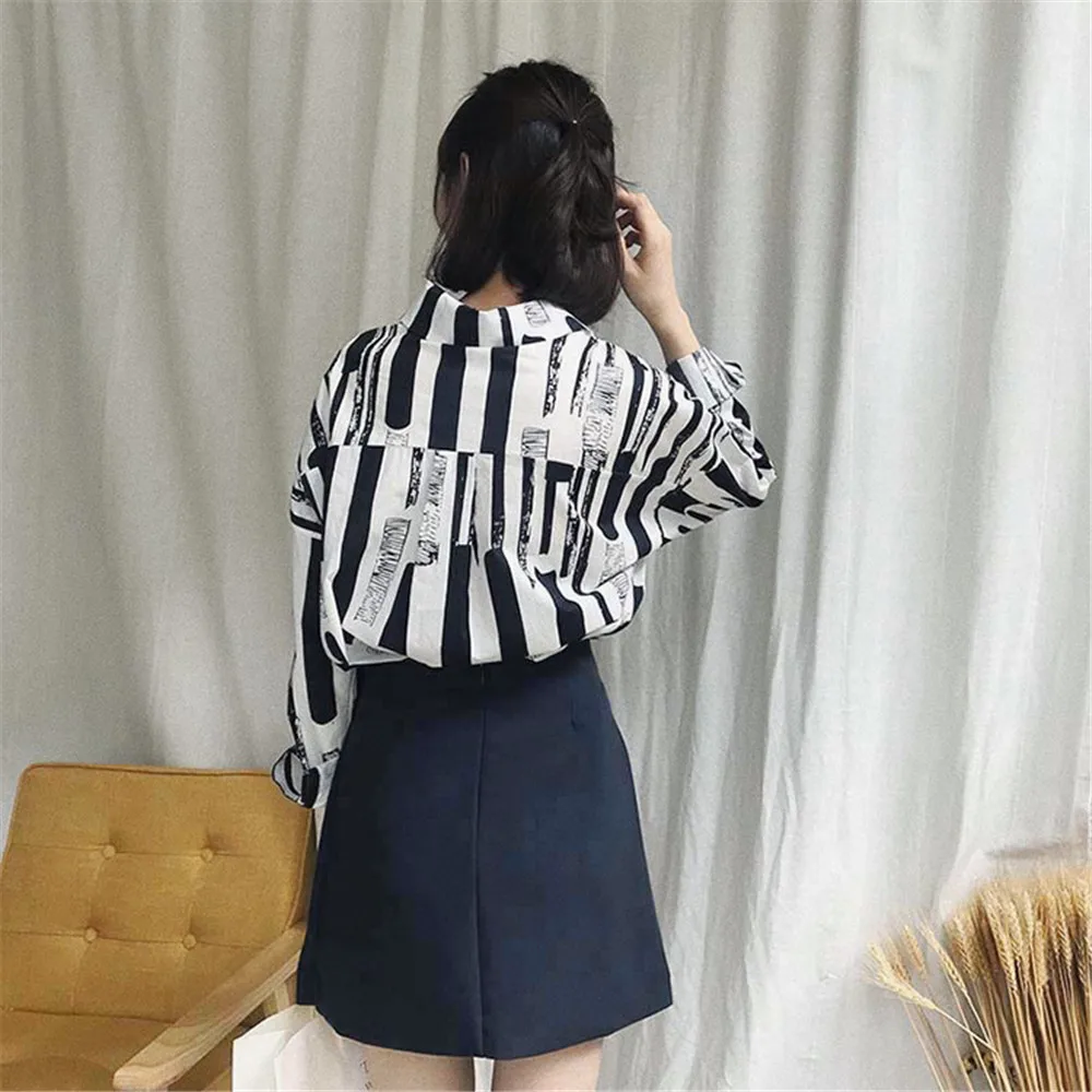 Autumn Striped Blouse Women 2018 Blusas Loose Slim Fit Long Sleeve Campus Shirts Fashion Top All Match For Women's Blouses  (6)