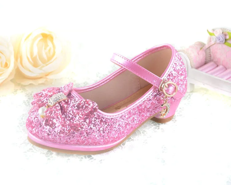 Весенняя блестящая обувь принцессы для девочек; Детские свадебные сандалии; шапка из искусственной кои = жи; детская Праздничная обувь; размеры 27-37