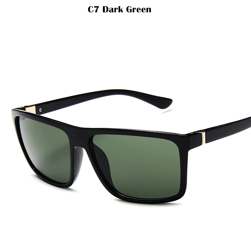 Квадратные Солнцезащитные очки Мужские брендовые дизайнерские классические зеркальные фотохромные солнцезащитные очки мужские солнцезащитные очки UV400 - Цвет линз: DarkGreen