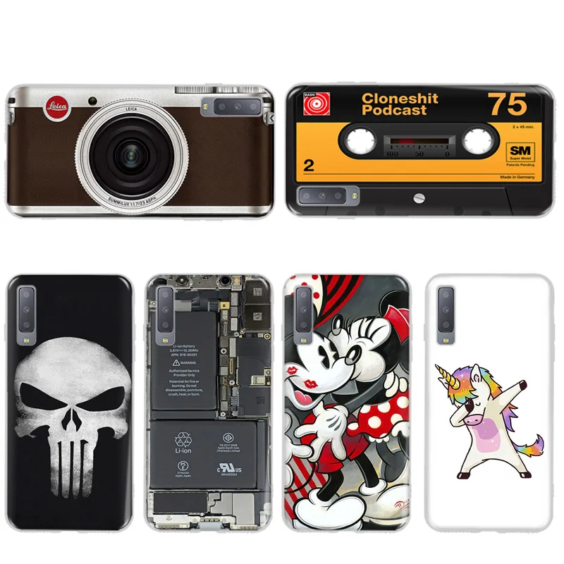 

Soft TPU Silicone Case For Samsung Galaxy A7 2018 Case For Samsung A72018 A750 A750F 6 Inch Cover Case Back Fundas Retro Camera
