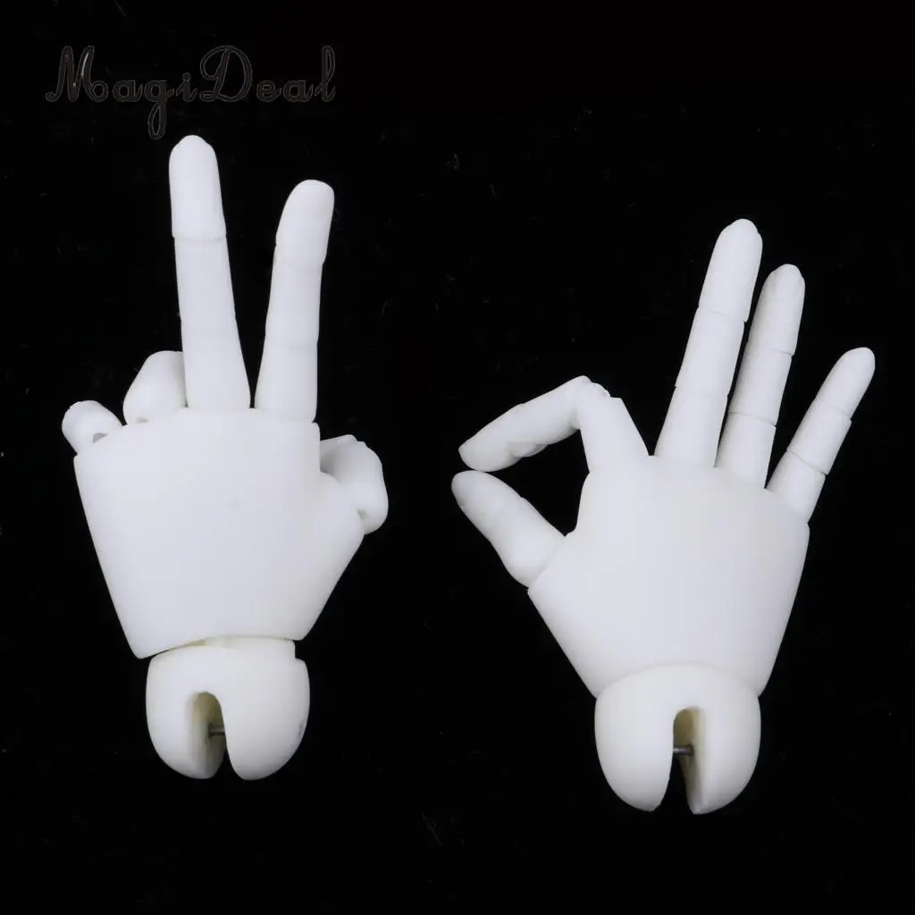 1/4 Resin Flexible Jointed Hands for BJD Dolls DIY Making Accessories White Skin