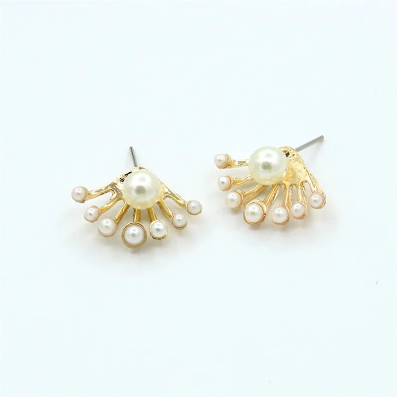 2018 Trendy stud earrings for women Lovely Crystal Earrings Pearl Ear Stud Front and Back Earbob Jewelry earrings Brincos J04#N (5)