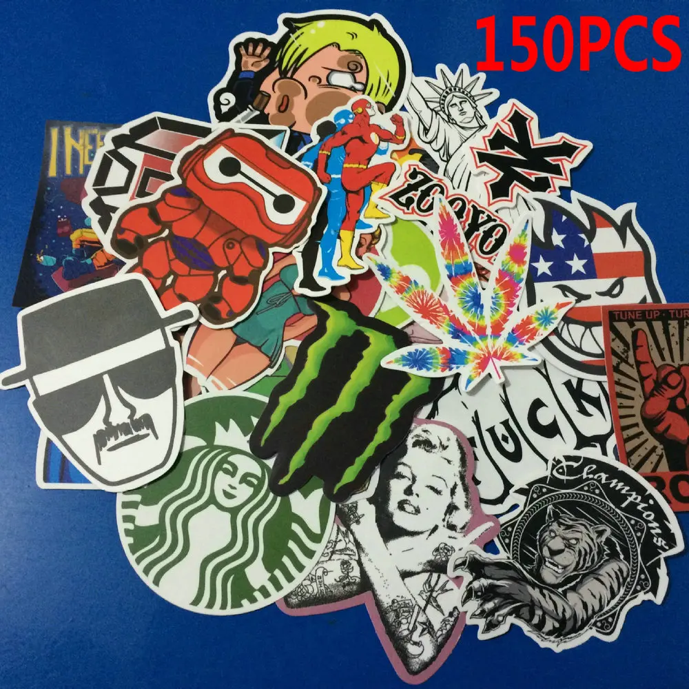 

150PCS  Diy Stickers Mixed Random Funny For Cars Moto Bicycle Laptop Phone Skateboard Luggage Vinyl Decal Home Decor JDM Sticker