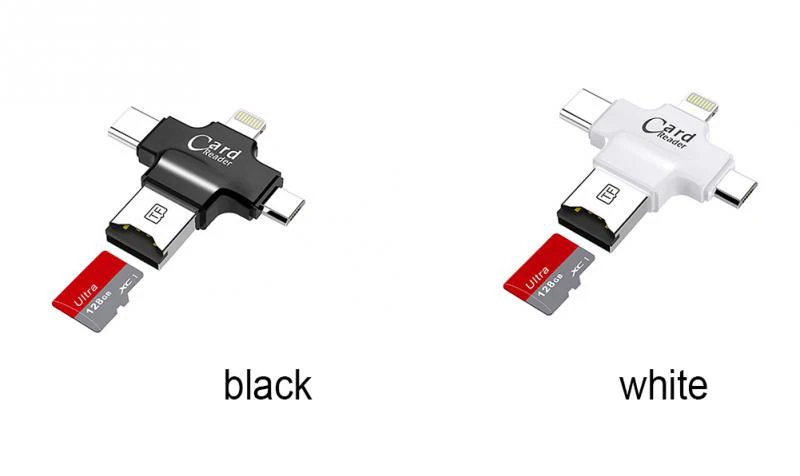 Многофункциональный считыватель карт 4 в 1 type-c/Lightning/Micro USB/USB 2,0 все в 1 Micro считыватель SD карт для iPhone 5/5s/6/6 plus/6s