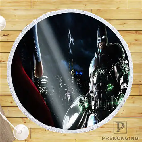 

Custom DIY Customized Microfiber Fabric Superman-Vs-Batman (1)) Round Beach Blanket Towel Printed on Demand 150cm #19-01-28-3-18