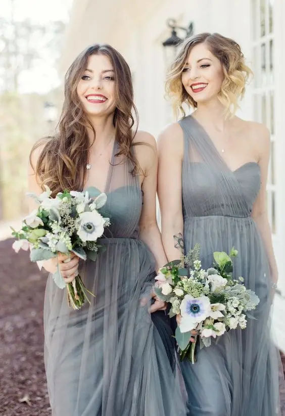 2017 Cheap Elegant font b Bridesmaid b font font b Dress b font A line Grey
