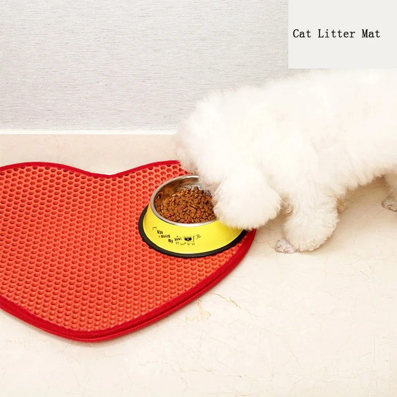 

62.5*52 cm Cat Litter Mat Heart Pad Carpet Cat Toilet Sand Mat Litter Box Beds Food Pad for Cats Waterproof Trapper Mats